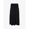 Vince Womens Black Pleated High-waist Knitted Midi Skirt