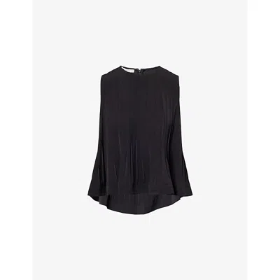 Vince Womens Black Pleated Sleeveless Woven Top