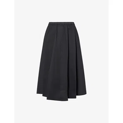 Vince Womens Pocket Full Cotton Midi Skirt Black