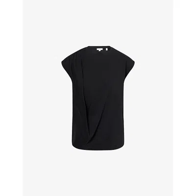 Vince Womens Black Relaxed Sleeveless Drape Cotton-jersey Top