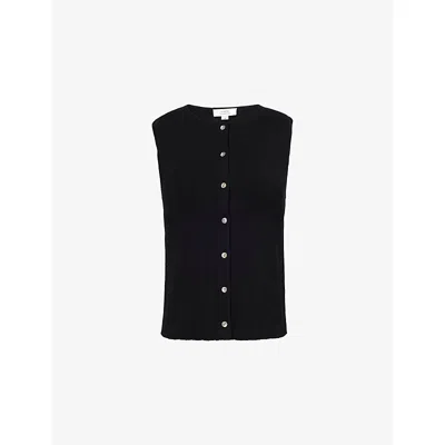 Vince Womens Black Ribbed Sleeveless Knitted Top