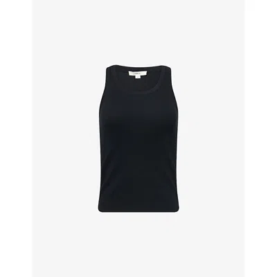 Vince Womens Black Scoop-neck Stretch-jersey Top