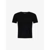Vince Womens Black Short-sleeves Round-neck Stretch-wool Blend T-shirt In Black
