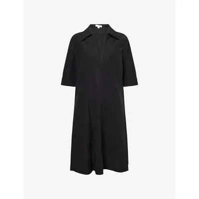 Vince Womens Black V-neck Short-sleeves Woven Midi Dress Xs
