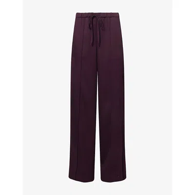 Vince Womens Blackberry Drawstring Wide-leg Satin Trousers In Brown