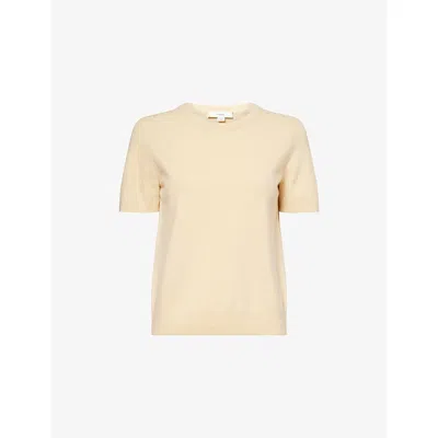 Vince Womens Chamomile Crew Relaxed Wool-blend Knitted T-shirt In Yellow