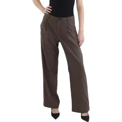 Vince Womens Checkered Trouser Wide Leg Pants In Brown