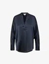 Vince Womens Coastal Relaxed-fit Silk Blouse In Blue