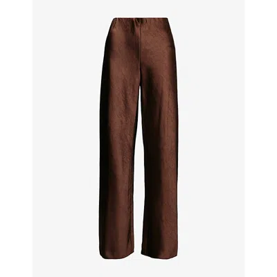Vince Womens Colette Wide-leg Cotton Trousers Espresso Xs In Brown