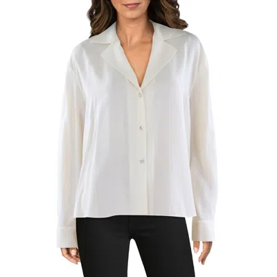 Vince Womens Collar Silk Button-down Top