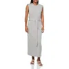 Vince Womens Crewneck Midi Wrap Dress In Gray