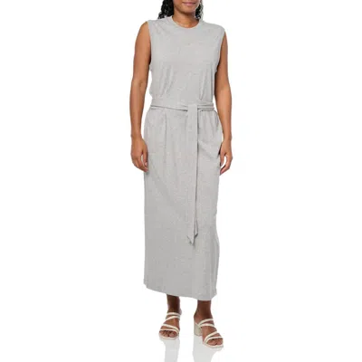 Vince Womens Crewneck Midi Wrap Dress In Gray