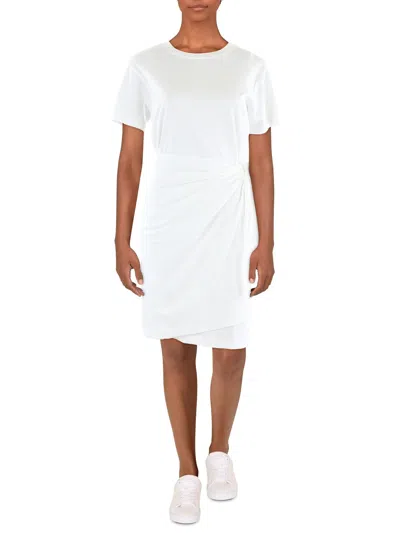 Vince Womens Crewneck Mini T-shirt Dress In White