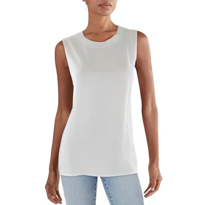 Vince Womens Crewneck Ribbed Trim Tank Top In White