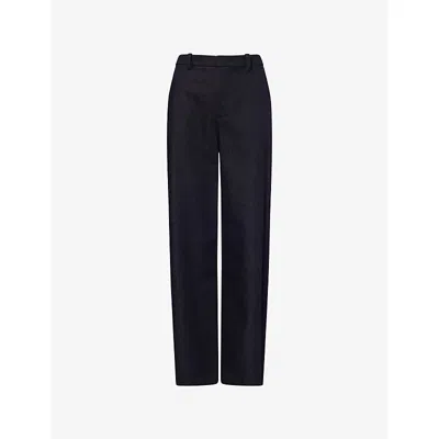 Vince Womens Deep Indigo High-rise Wide-leg Denim Trousers In Purple