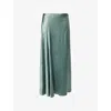 Vince Womens Deep Patina Panelled High-waist Woven Midi Skirt In Gray