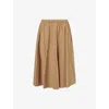 Vince Womens Dk Barley High-waist Flared Stretch-cotton Midi Skirt In Brown
