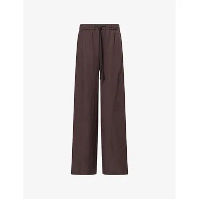 Vince Womens Dk Coffee Drawstring Straight-leg Woven Trousers