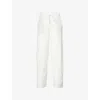 VINCE WOMENS OFF WHITE DOUBLE WAISTBAND STRAIGHT-LEG MID-RISE TROUSEPANT