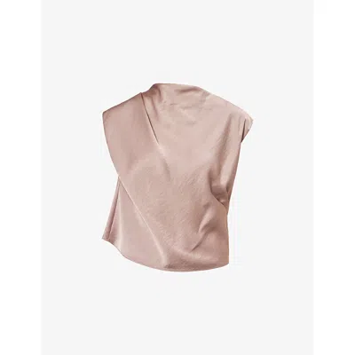 Vince Womens Mauve Lilac Draped Sleeveless Woven Top In Pink