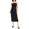 Vince Womens Drapey Polyester Midi Dress In Black