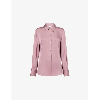 Vince Womens Slim Fit Silk-blend Shirt Dusty Peony Xs In Pink