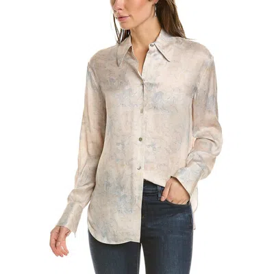 Vince Womens Ecovero Viscose Long Sleeves Button-down Top In Gold