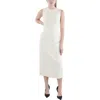 Vince Crewneck Sleeveless Midi Sheath Dress In White