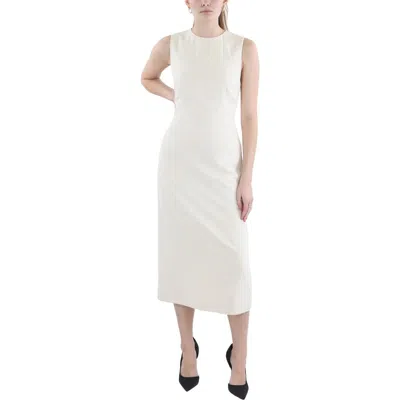 Vince Womens Fitted Midi Sheath Dress In White