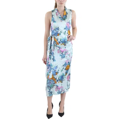 Vince Womens Floral Print Sheath Wrap Dress In Multi