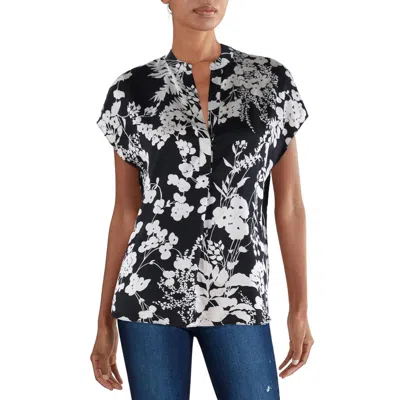 Vince Womens Floral Print Silk Pullover Top
