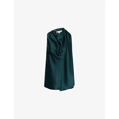 Vince Womens Juniper Fluid Satin Scarf Top In Green