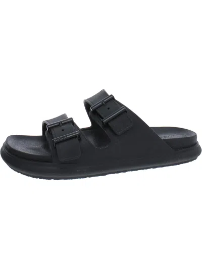 Vince Womens Logo Buckle Slide Sandals In Black