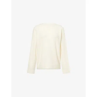 Vince Womens Off White Relaxed-fit Round-neck Cashmere Jumper Xs