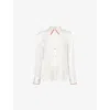 Vince Womens Off White/brick Rose Contrast-trims Regular-fit Silk Shirt Xs
