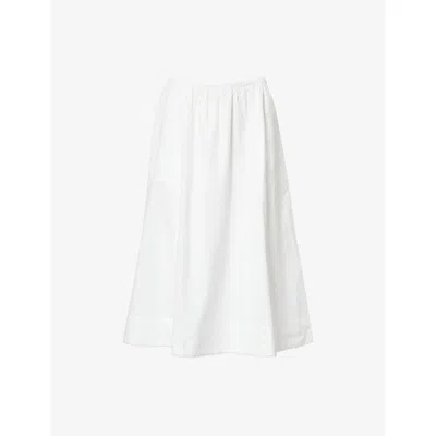 Vince Womens  Scalloped-hem Full Cotton Midi Skirt In White
