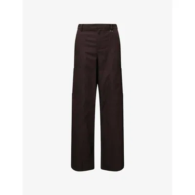 Vince Womens Panelled Wide-leg Stretch-cotton Trousers Iron In Brown