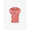Vince Womens  Pleated Cap-sleeves Silk Blouse