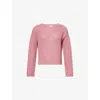 Vince Womens Peony Wood Round-neck Open-knit Coated Cotton Jumper