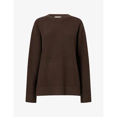 Vince Womens Pinewood Round-neck Relaxed-fit Cashmere Jumper Xl In Brown