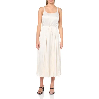 Vince Womens Pleated Midi Slip Dress In White