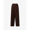 Vince Womens Mocha Pleated Wide-leg Stretch-woven Trousers In Brown