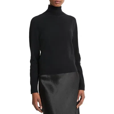 Vince Womens Ribbed Trim Wool Turtleneck Sweater In Black