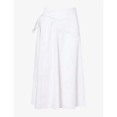 Vince Womens Scarf-tie A-line Cotton Midi Skirt Optic White