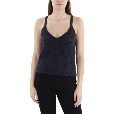 Vince Womens Shirt Lace Stitch Pullover Top In Blue