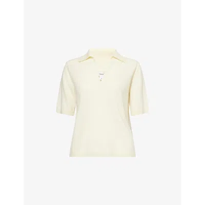 Vince Womens Short-sleeve Cashmere And Silk Polo Top Vanille