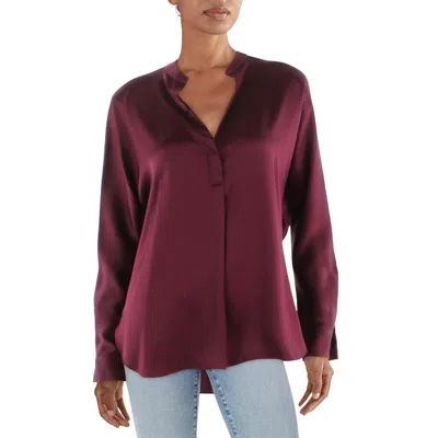 Vince Womens Silk Band Collar Blouse