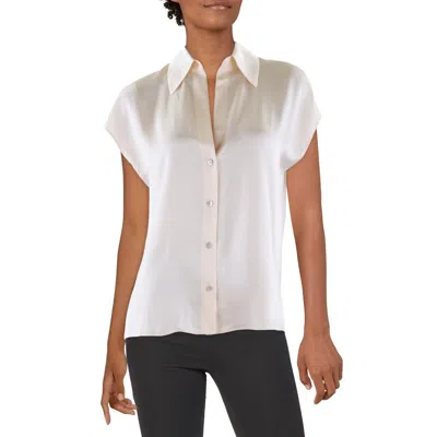 Vince Womens Silk Blouse Button-down Top