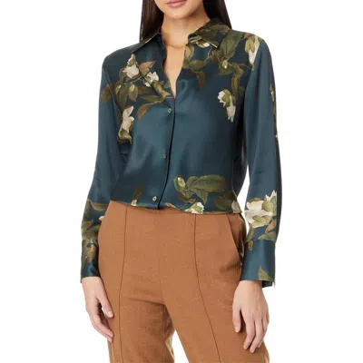 Vince Womens Silk Printed Button-down Top In Multi