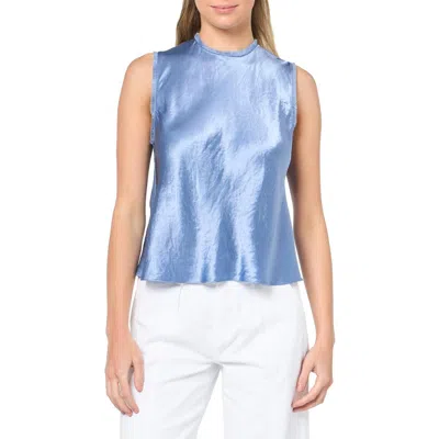 Vince Womens Silk Sleeveless Pullover Top In Blue